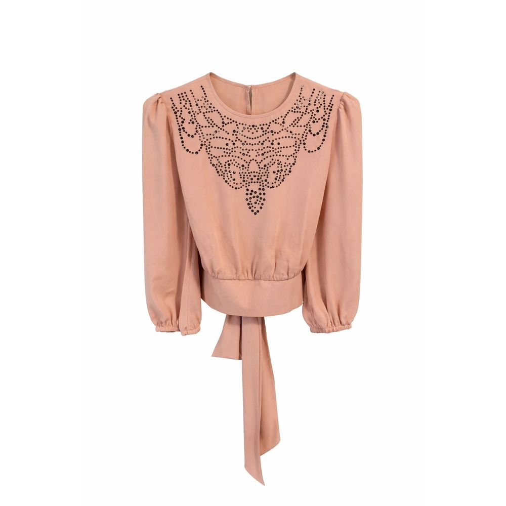 7th Avenue Design Studio NY&Co Blush Pink Rhinestone 3/4 Sleeve Blouse XS NWT